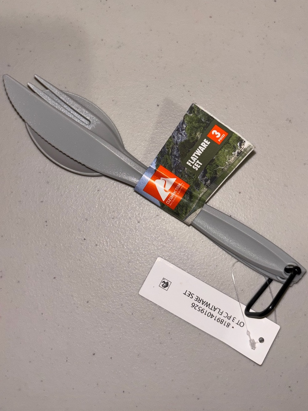 Ozark Trail Gray 3-Piece Camping Flatware Set with Clip